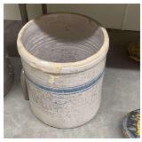Large Stoneware Crock with Blue Bands