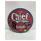 Santa Fe Chief Railroad Drum Emblem Reproduction Sign