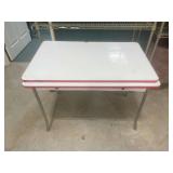 White and Red Enamel Pull Out Kitchen Table