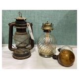 Lot of Decorative Oil Lamps and Lantern