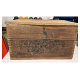 Decorative Wooden Box with Covered Wagon Design