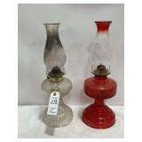Two Vintage-Style Glass Oil Lamps