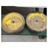 Set of Two Yellow Farm Implement Wheels