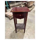 Mahogany Side Table with Drawer and Shelf