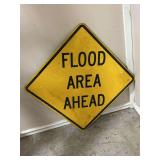Large Flood Area Ahead Road Sign