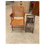 Two Assorted Wooden Folding Chairs