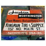 Jacobsen Worthington Power Mower Reel & Rotary Disc Sign, Kingman Tire & Supply