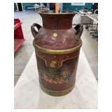 Painted Milk Can with Eagle and Flag Decoration