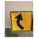 Large Yellow Turn Arrow Metal Road Sign
