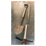 Group of Shovel, Pickaxe, and Pitchfork