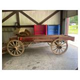 JOHN DEERE Wooden Farm Wagon with Seat