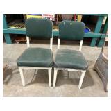 Pair of Green Upholstered Metal Frame Chairs