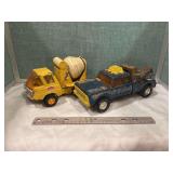 Two Tonka Trucks: Cement Mixer and Tow Truck