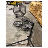 (3) Mounted Fans, (1) Floor Fan & Tripod