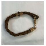 Braided Hair Bracelet with Gold Clasps