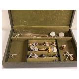 Cufflink and Tie Tack Assortment in Storage Box