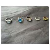 3 Costume Jewelry Rings, 2 Sterling