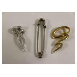 Assorted Brooches and Safety Pin Lot
