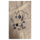 Charm Necklace with various charms and 3 Pins