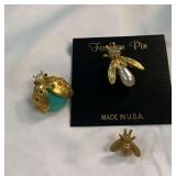 Lot of Three Fashion Insect Pins
