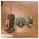 Small Assorted Animal Brooch Pin Lot of 3