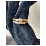 14k Pat Fl-5 Princess Wedding Ring Set