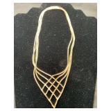 Tricolor 14k Italy Bib Necklace, 16 grams