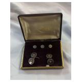 Art Deco Kum A Part Platinum Front Abalone Shell Stud Set