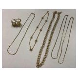 Group of Gold Tone Necklaces and Earrings