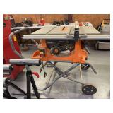 Rigid Table Saw on Rollers and 3 Roller Stands