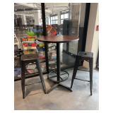 Table and two bar stools in