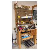 Jeweler's Workbench with Pegboard Backsplash and Watch Tools and Repair Parts