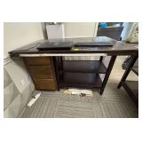 Work Desk with Integrated Storage and Glass Inset