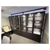 Large Modular Glass Door Display Cabinet System with Interior Lighting