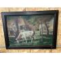 Cow/Farm Scene Oil Painting, Framed, Artist
