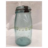 Woodbury Embossed Quart Fruit Jar w/ Metal Clamp