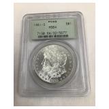 1881 S Morgan Silver Dollar, MS 64