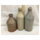 (3) Stoneware Salt Glazed Beer Bottles, 7