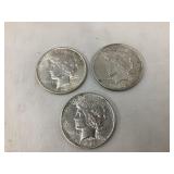 (3) 1922 D Peace Silver Dollars