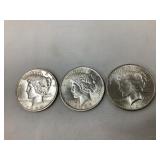 (3) 1923 Peace Silver Dollars
