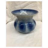Blue & White Stoneware Spittoon w/ Design, 5