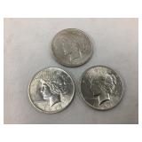 (3) 1923 Peace Silver Dollars