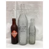 (3) Orange Crush Pop Bottles, (2) Omaha, 11 3/4"T
