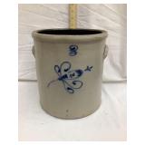 Salt Glazed 3 Gal. Crock w/ Cobalt Design, 10