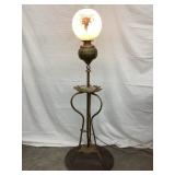 Ornate Brass Floor Lamp w/ Hand Painted Globe,