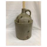 Salt Glazed Stoneware Jug, 14"T, 3 Gal.???,