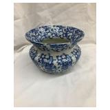 Blue & White "Sponged" Stoneware Spittoon, 7 1/2"