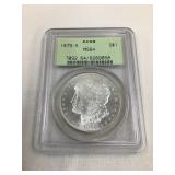 1879 S Morgan Silver Dollar, MS 64
