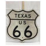 Texas U.S. 66 Painted Steel Road Sign, 20"T, 20"L
