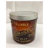 Chancellor Cigars Embossed Amber Cigar Jar w/